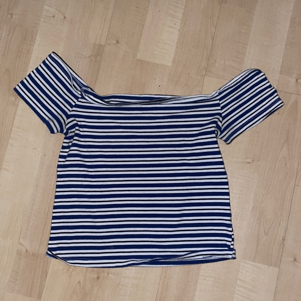 Blue Pacsun Basic Strip Crop Tee